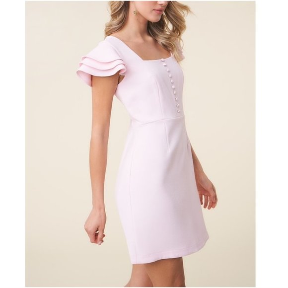 Button Front Dress Butterfly Sleeve - Blush - Picture 3 of 7